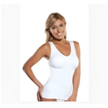 White sleeveless fitted units tank top with rounded neckline cami shaper seamless fabric for upper bust support