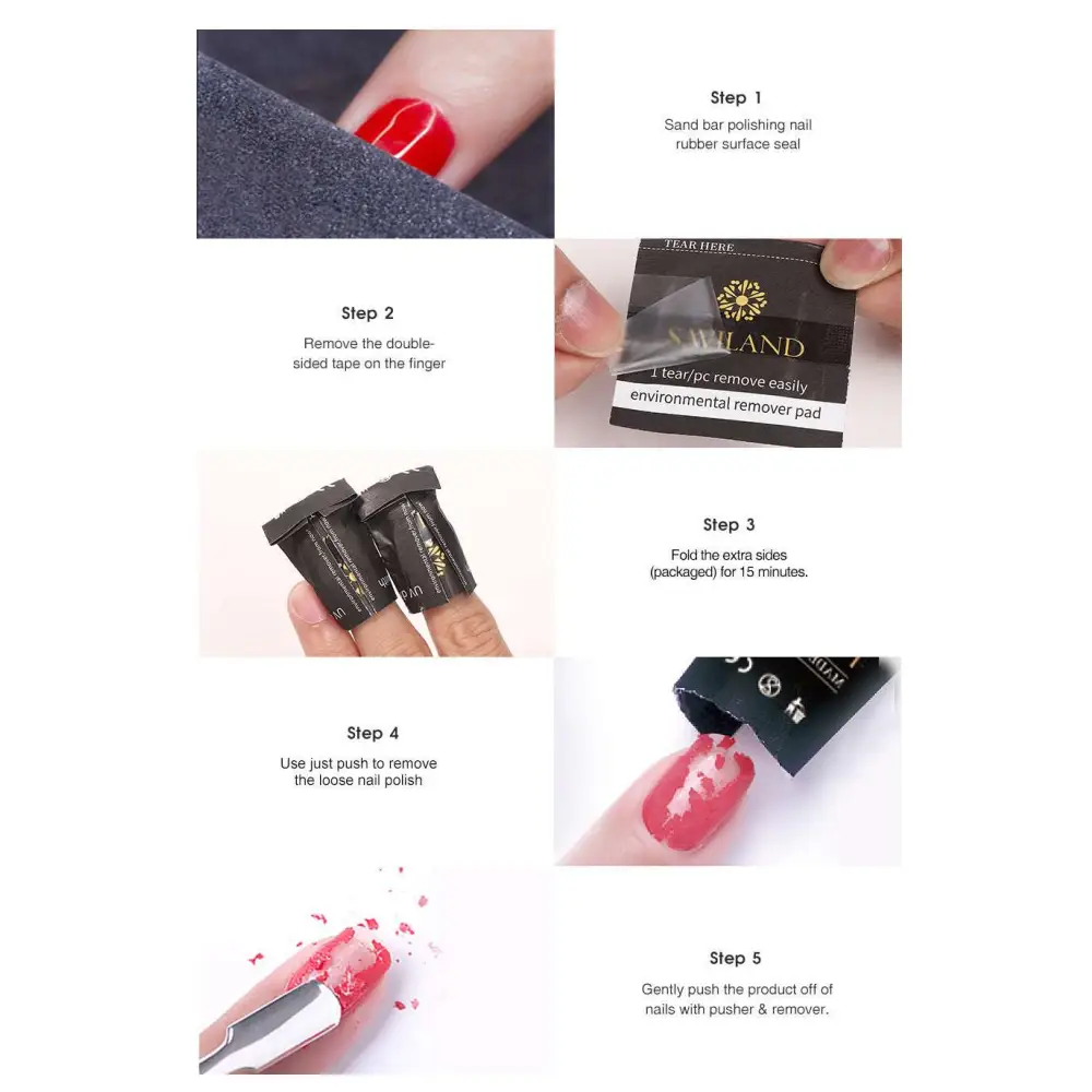 Black rectangular nail polish remover pad with gold saviland nail polish logo and white text in 200pcs box for effective nail polish removal
