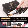 Saviland nail polish remover wraps in individual packets with 200pcs box in black and gold packaging for effective nail polish removal