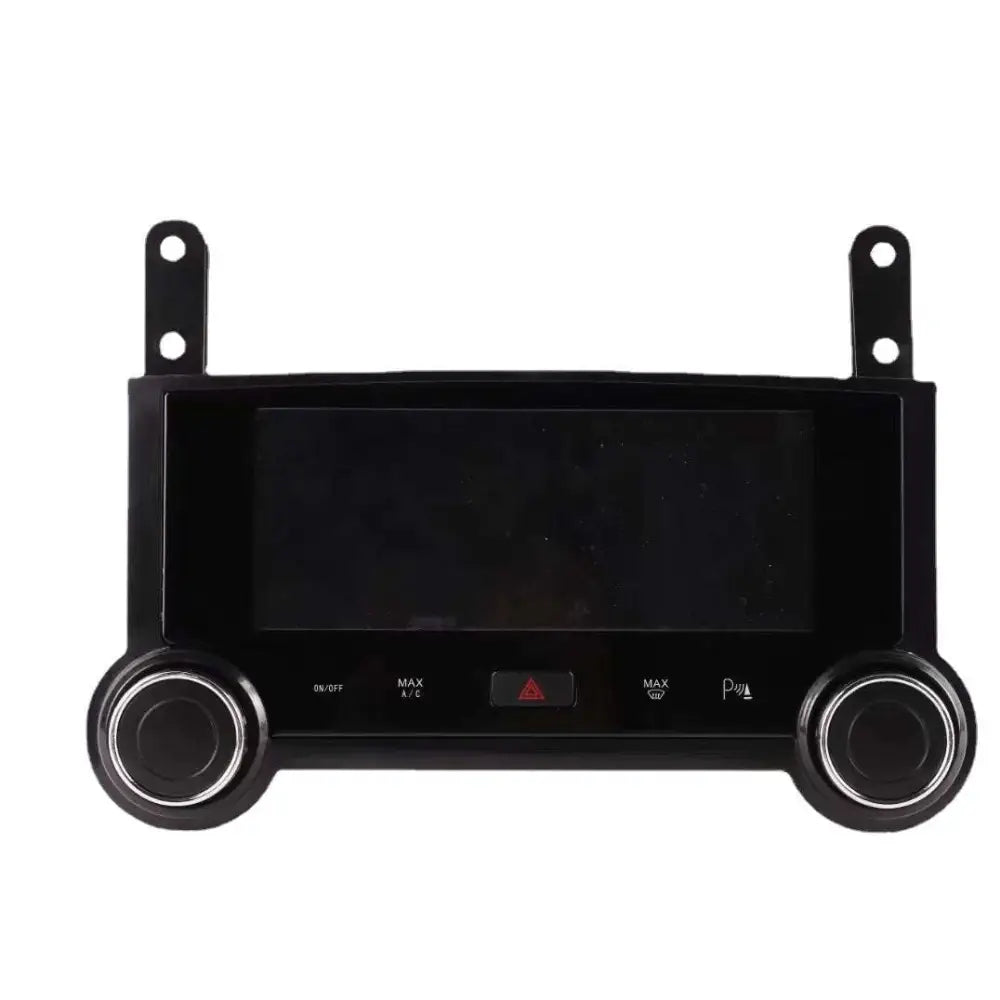 Black touareg android smart touchscreen car stereo with silver trim circular knobs and top mounting brackets
