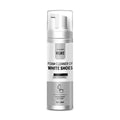 Silver cylindrical 200ml foam white shoe cleaner with whitening pump dispenser and frosted glass cap for white shoes