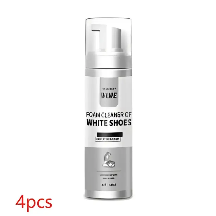 Silver aerosol can of 200ml foam white shoe cleaner with pump dispenser for shoe cleaner whitening of white shoes