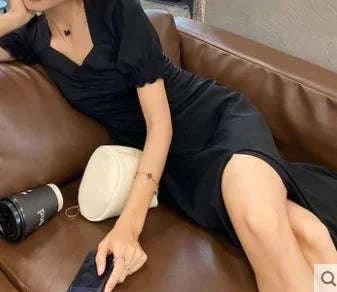 2020 Women's Retro Black Dress with Waist Detail - Royalessencelux