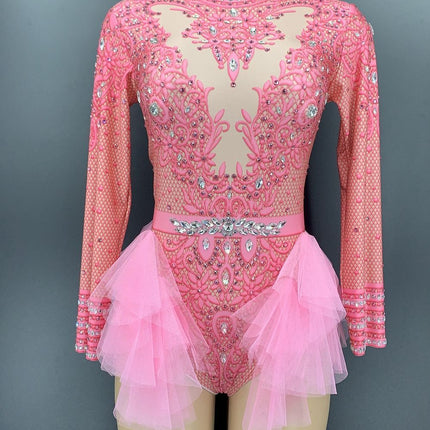 Dance Sexy Shiny Rhinestone Mesh Jumpsuit Stage Performance Costume Women - Royalessencelux