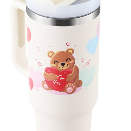 40 Oz Tumbler With Handle Straw Insulated, Stainless Steel Spill Proof Vacuum Coffee Cup Tumbler With Lid Tapered Mug Gifts For Valentine Lover Suitable For Car Gym Office Travel - Royalessencelux
