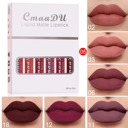 6 Boxes Of Matte Non-stick Cup Waterproof Lipstick Long Lasting Lip Gloss - Royalessencelux
