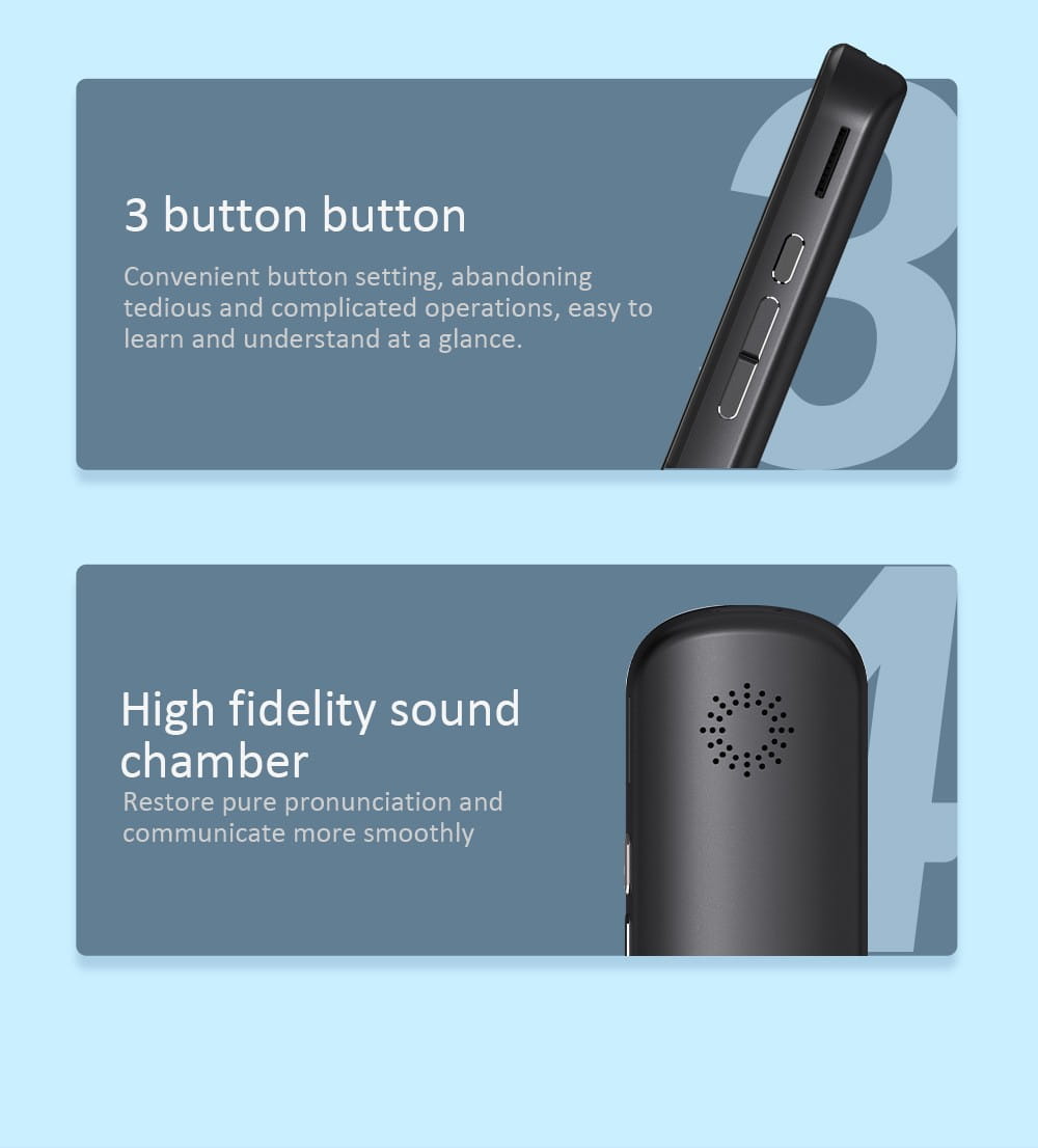 black handheld offline scanning translation dictionary pen with sleek minimalist design and three distinct buttons on the side