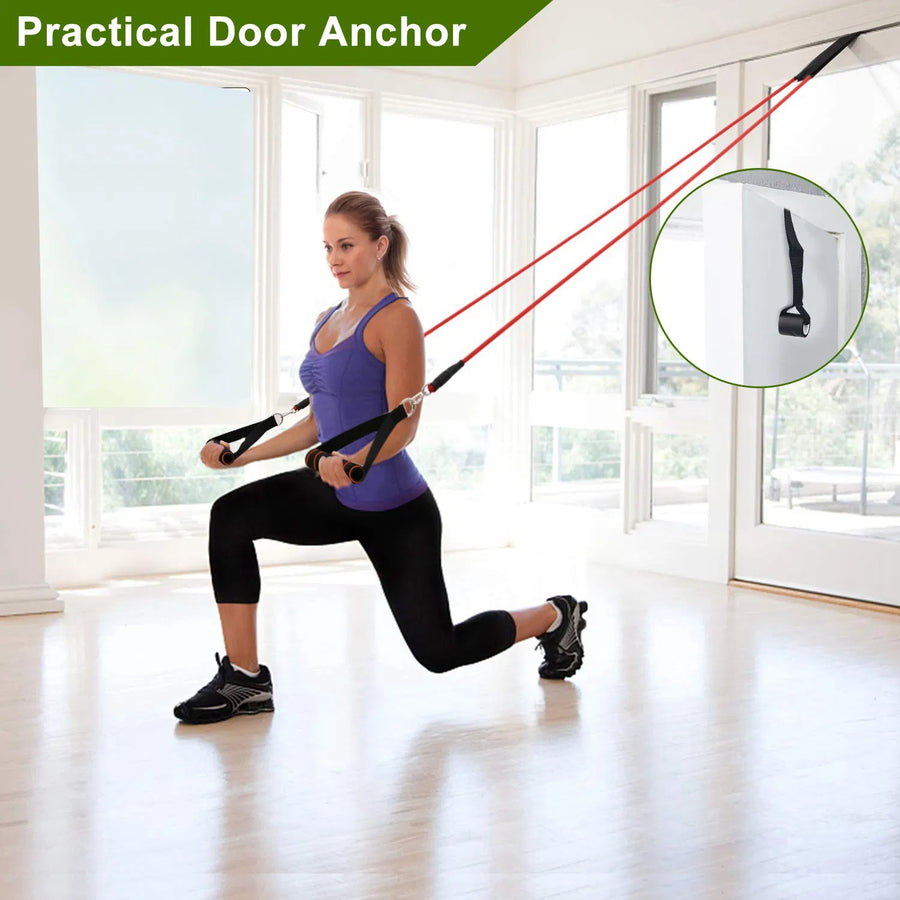 11-Piece Resistance Bands Set - Stackable Exercise Tubes up to 100lbs with Handles, Door Anchor & Ankle Straps