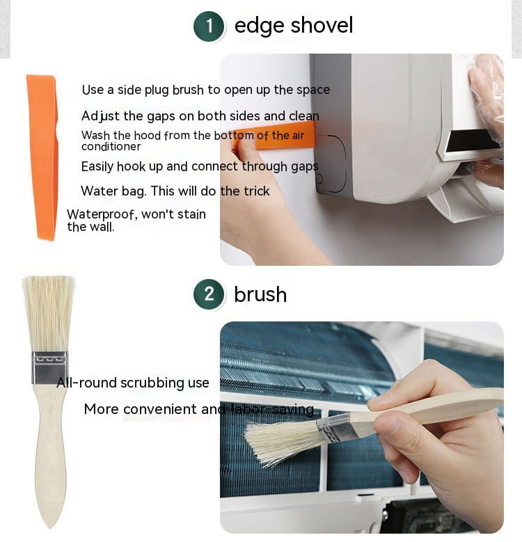 Orange plastic edge shovel designed for air conditioner waterproof cover cleaning tools suit used in maintenance tasks.