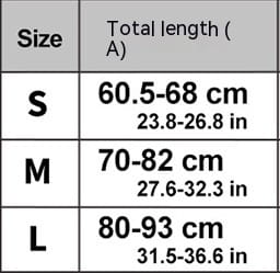 The image displays a size chart for black waterproof adjustable dog shoes with total lengths ranging from 60.5 to 68 cm for size small, 70 to 82 cm for size medium, and 80 to 93 cm for size large.