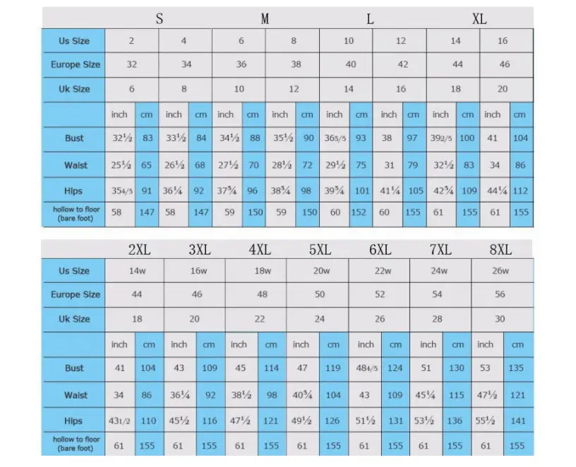 size conversion chart in inches and centimeters for us europe and uk sizes of the emerald green annual meeting mermaid gown designed for company annual meeting use.