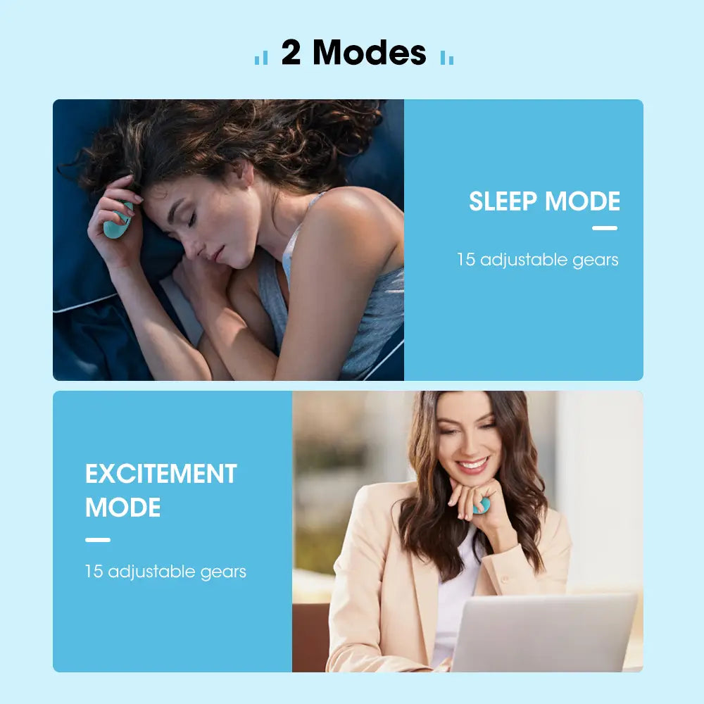A teal-colored sleek and compact sleep instrument with 15 adjustable gears designed for intelligent relieve anxiety and relieve anxiety depression.