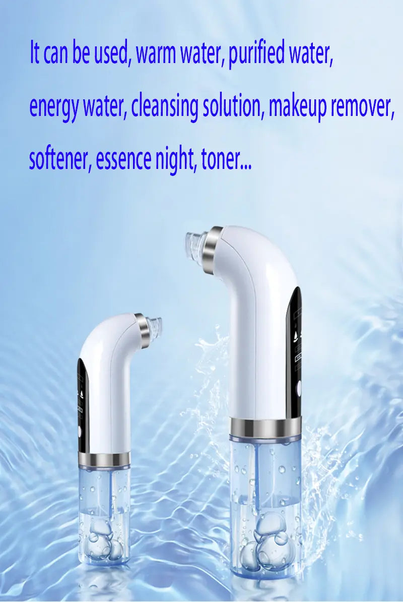 white and silver electric oxygen bubble blackhead remover pore vacuum with transparent water reservoir for gentle face vacuum cleansing.