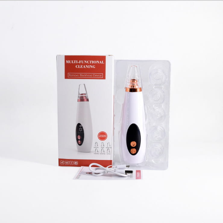 white and rose gold multi-functional electric pores clean artifact facial cleaning device with a sleek ergonomic design for cosmetic use