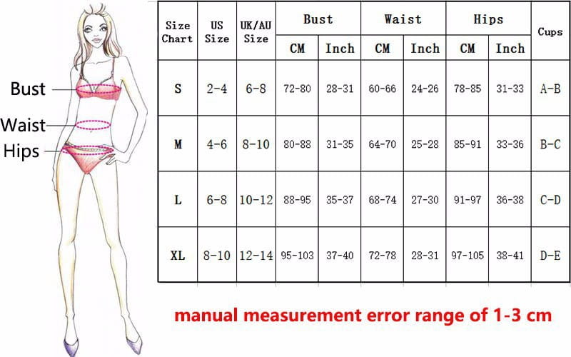 Pink bra and matching panties size chart for women featuring a triangle cup halter bikini design from the red triangle cup halter bikini swimsuit collection.