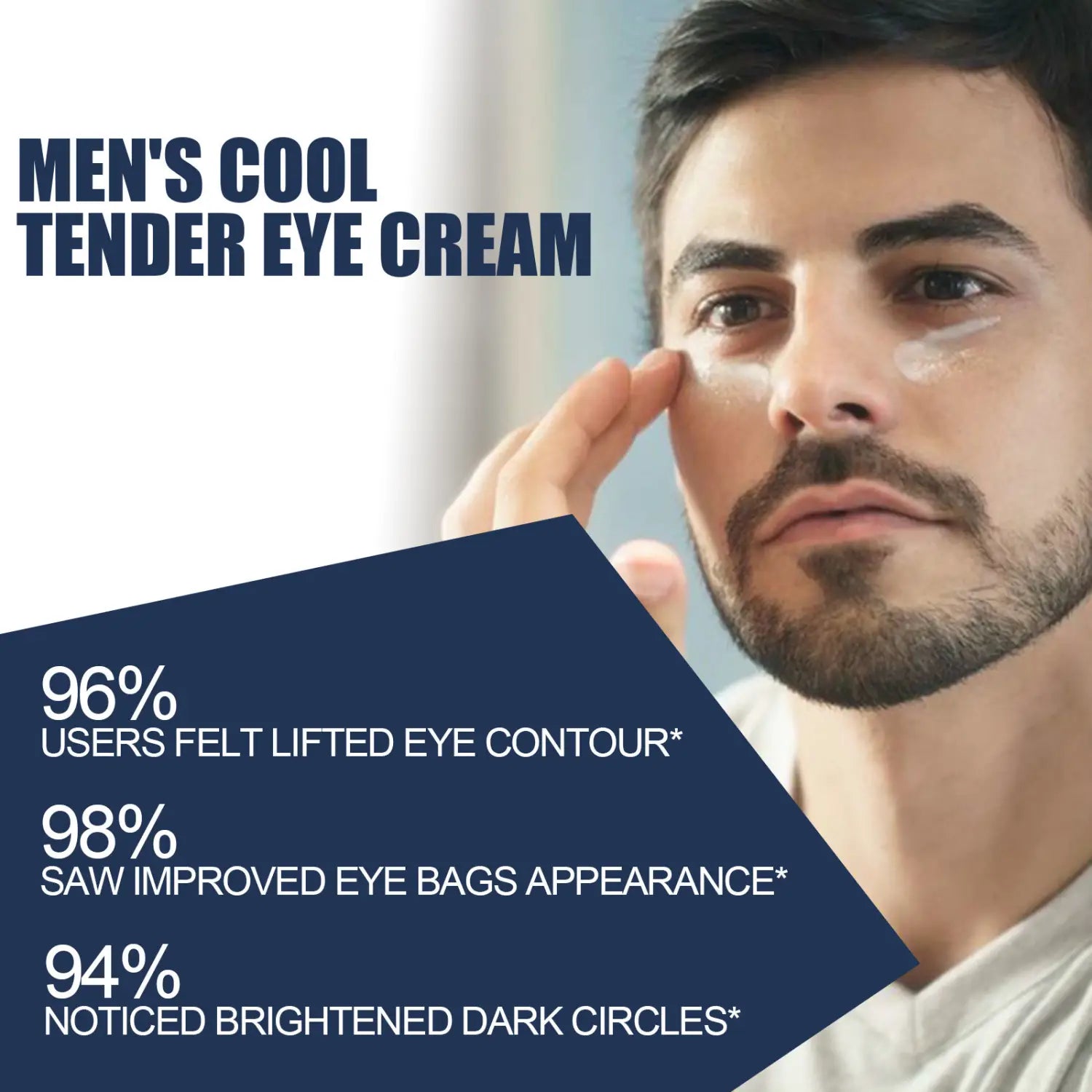 men’s anti-aging eye cream in a sleek minimalist matte bottle with an applicator tip designed for tender eye care