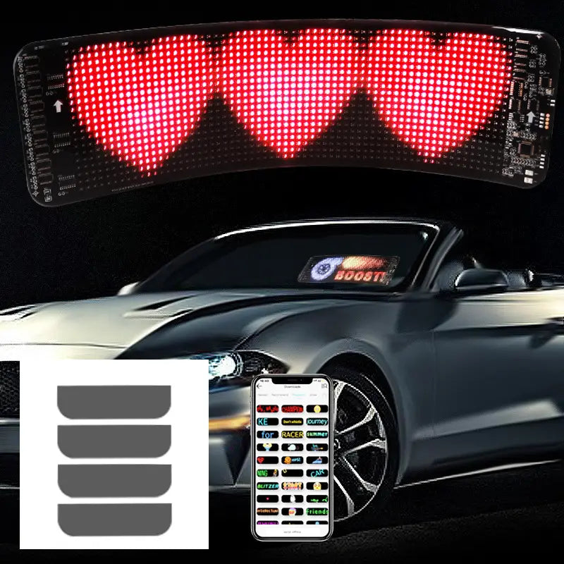 Red led heart-shaped display panel programmable car led sign for car windshield full color display
