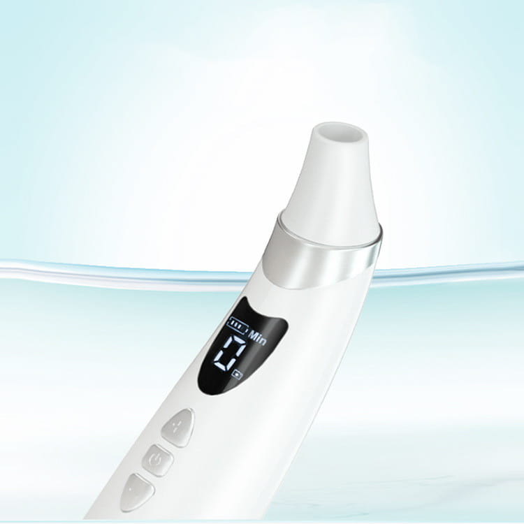 white and silver electric visual blackhead suction device with sleek ergonomic design for facial cleansing and pore cleaning