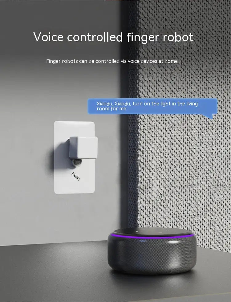 black cylindrical smart bluetooth finger robot speaker with textured surface and glowing purple ring around its base with voice control features