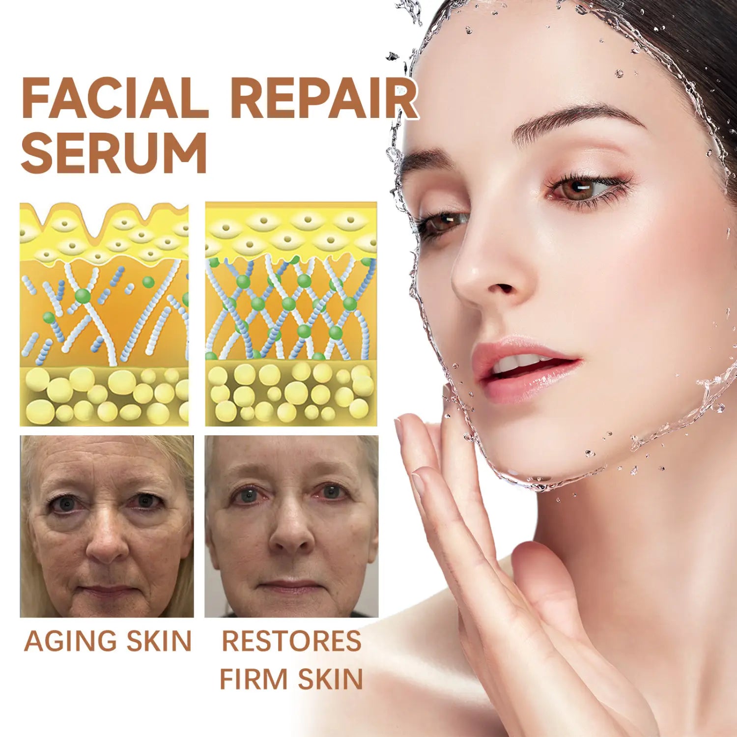 Nad recovery eelhoe facial fluid anti-aging serum in a clear bottle with dropper features a sleek design and is labeled for restoring firm skin as a facial fluid.