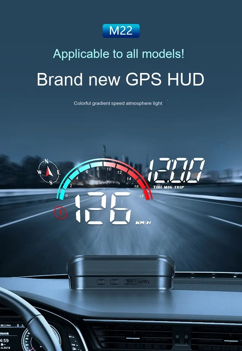 black rectangular gps universal speed device with a sleek silver metallic display car gps housing and subtle branding designed as an hd projector for automotive use