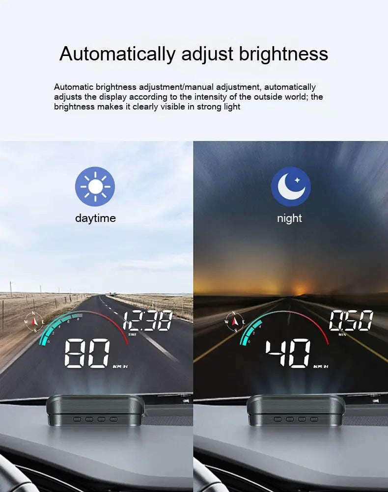 black rectangular silver metallic display car gps unit with sleek modern design and automatic brightness adjustment for car gps universal speed projection