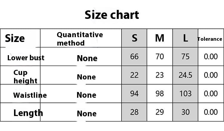 Size chart table displaying measurements for sizes s, m, and l of a pink striped bikini split swimsuit for women.