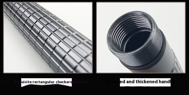 black textured hose with ribbed exterior and threaded interior for multifunctional self-defense stick made of tungsten steel for outdoor multifunctional use