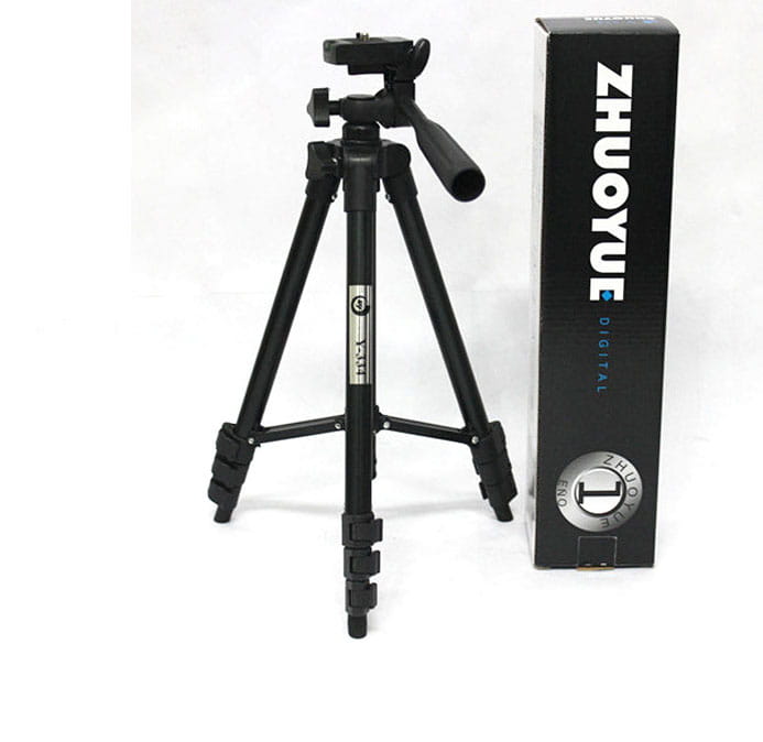 Black portable tripod universal digital camera bracket with adjustable legs and handle grip designed for camera portable tripod use