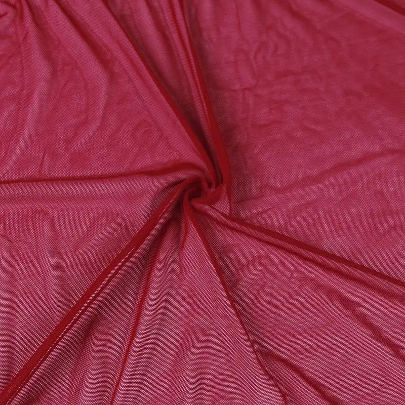a sheer deep red mesh fabric with subtle texture and gentle folds showcasing plus size sexy lingerie backless nightdress design