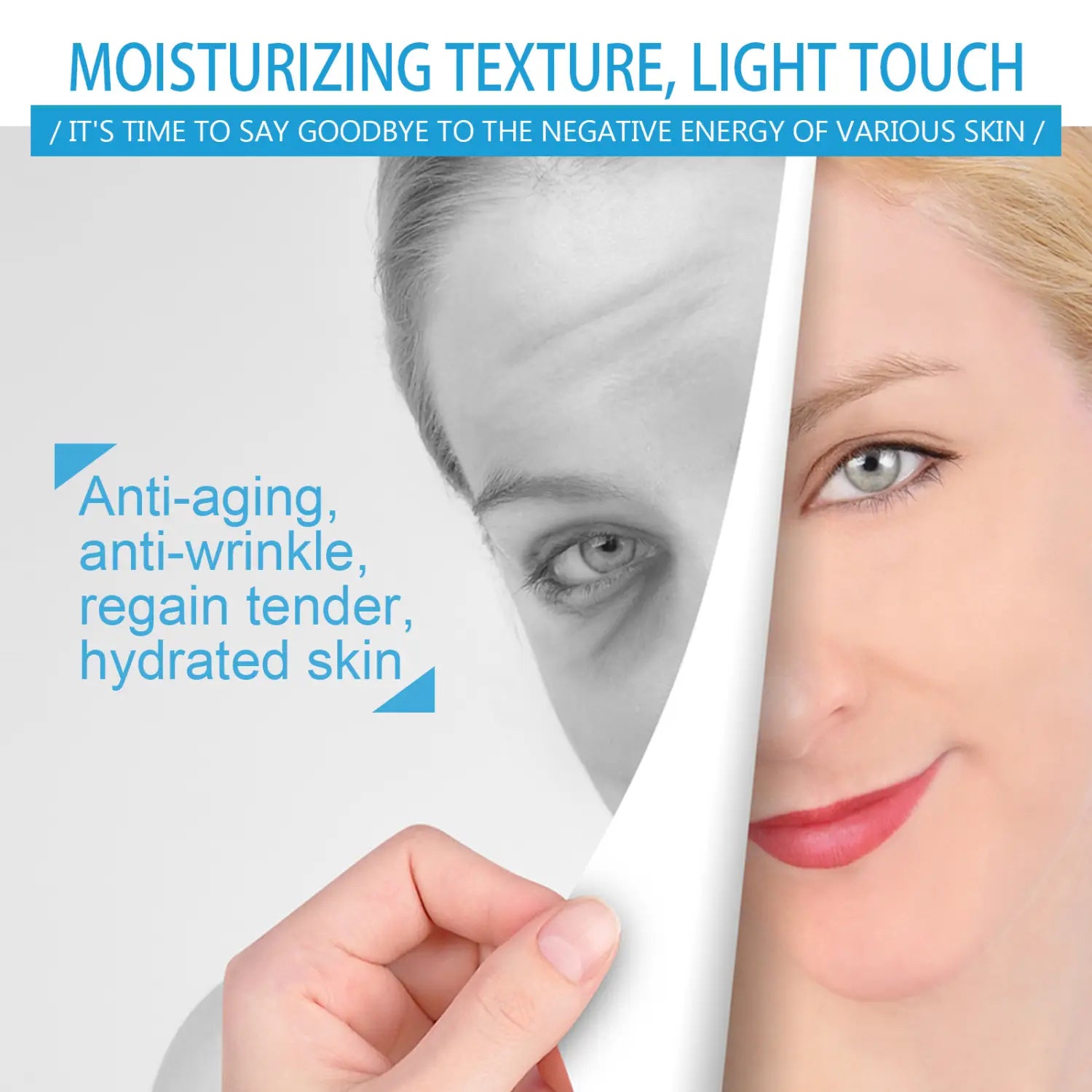 blue copper peptide fading wrinkle moisturizing cream with a moisturizing texture and light touch designed as a fading wrinkle anti-wrinkle skincare product for hydrated skin.