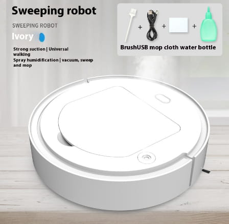 Ivory-colored circular commercial wireless sweeping robot with sleek minimalist design and visible side sensors for intelligent cleaning.