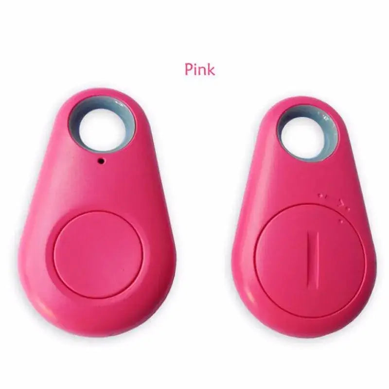 pink bluetooth anti lost object tracker with smooth glossy finish and rounded teardrop shape for lost object finder titled black water drop anti lost object finder