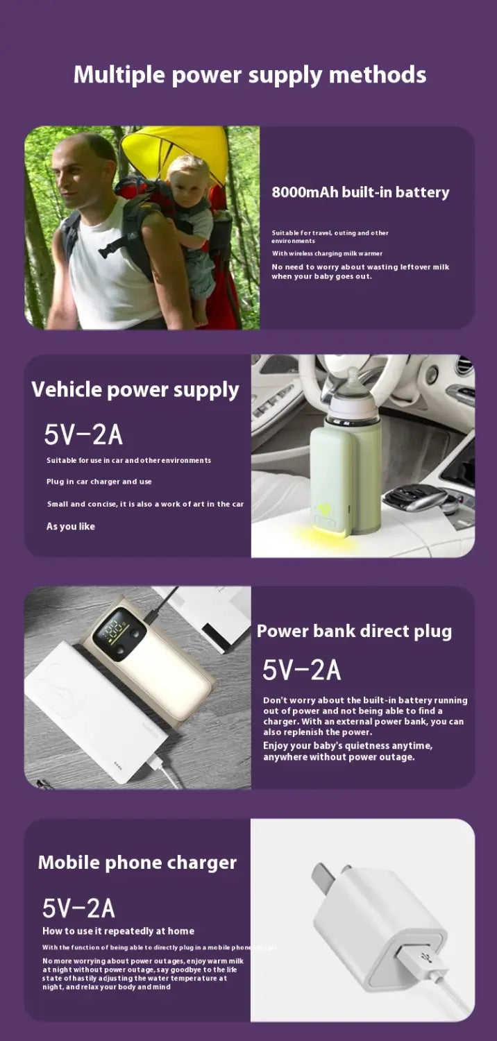 a sleek matte white power bank with a minimalist design and compact rectangular shape compatible with beige electric baby bottle insulation cover for fast charge and effective bottle insulation