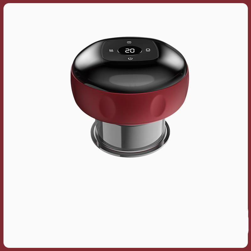 Red and black electric vacuum cupping negative pressure massager with a sleek ergonomic design and heating model for enhanced therapeutic use