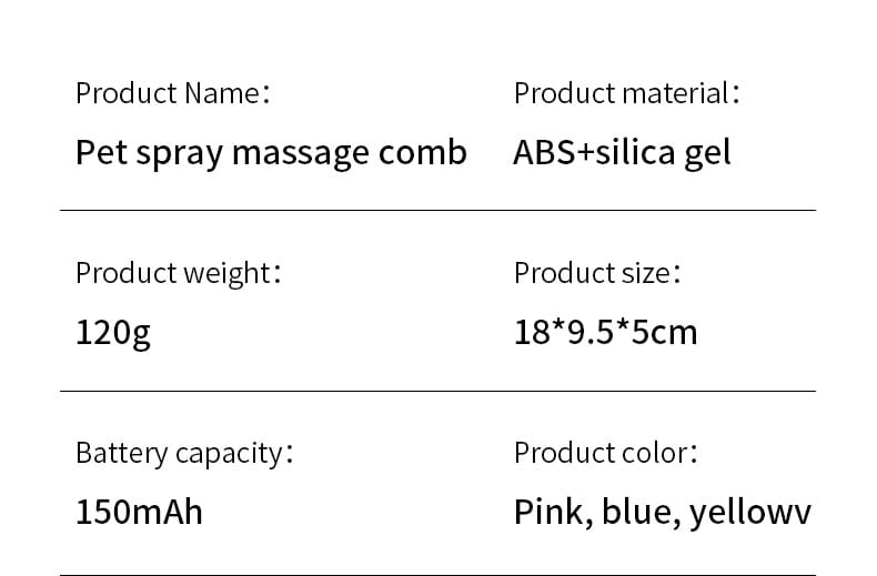 pink, blue, or yellow self-cleaning mist pet spray massage grooming brush made of abs and silica gel for cat and dog grooming use