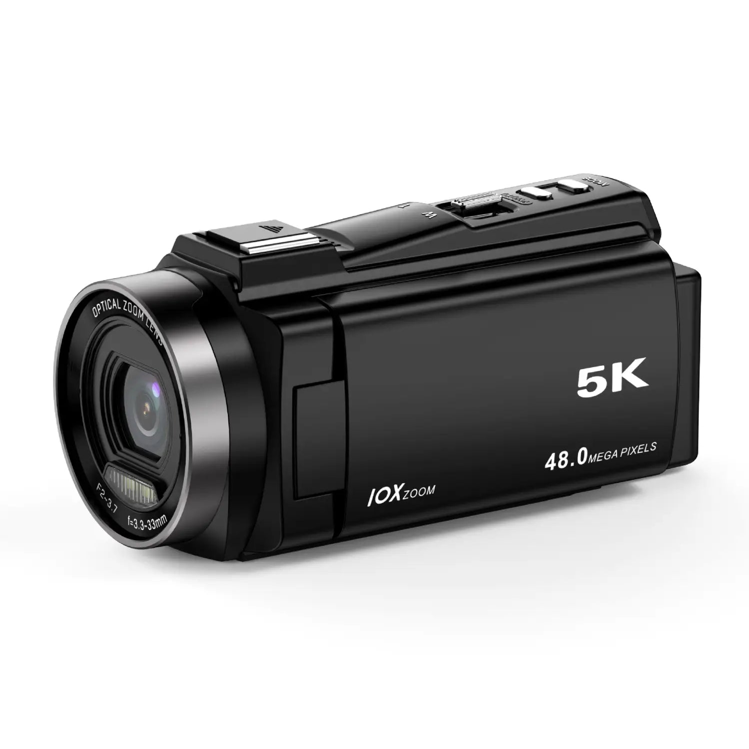 Black 5k digital video camera with sleek compact design and optical zoom lens featured in 5k 48mp outdoor sports camera with digital optical zoom.