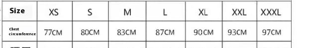 The size chart for the burgundy leather skirt evening gown with sleeves displays chest circumferences in centimeters for sizes xs to xxxl.