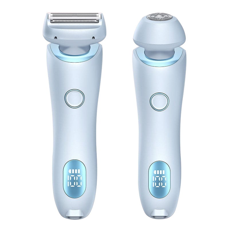 light blue 2 in 1 hair removal epilator with sleek ergonomic design and digital led display for efficient hair removal and usb charging