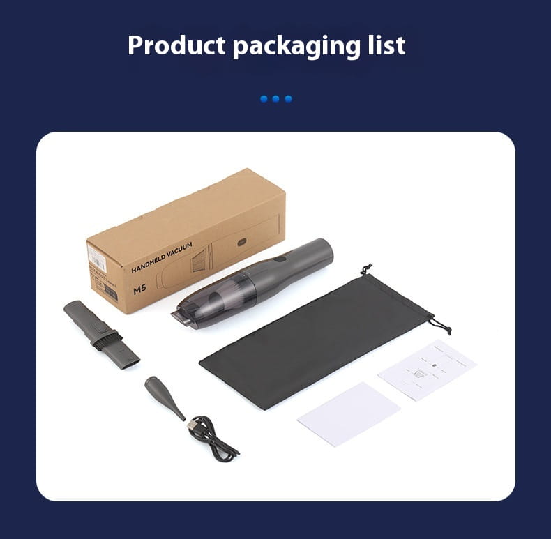 Black car integrated wireless handheld vacuum x1pc with transparent dust collection chamber and detachable nozzle attachments for car cleaning.