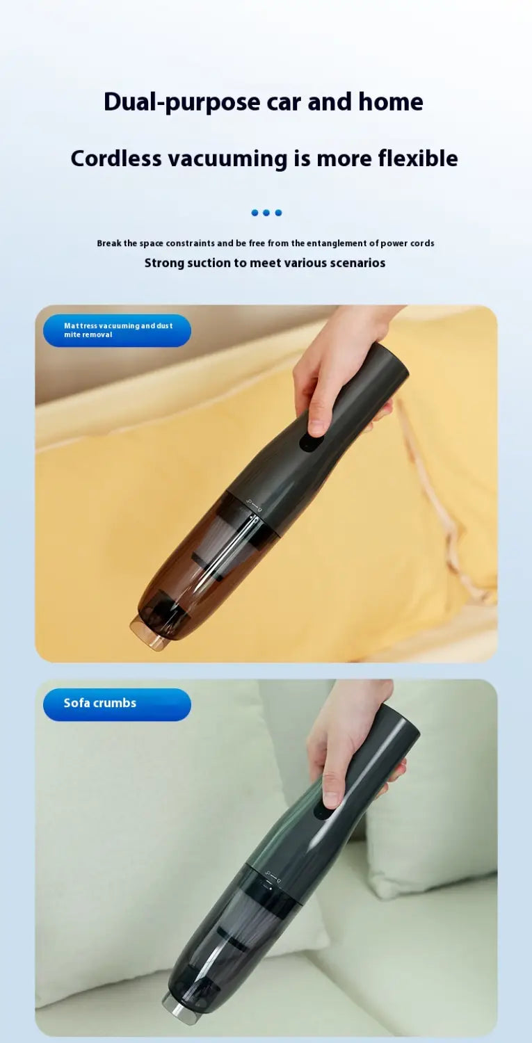Black and transparent cordless vacuum cleaner with a sleek ergonomic design for car integrated wireless cleaning x1pc.