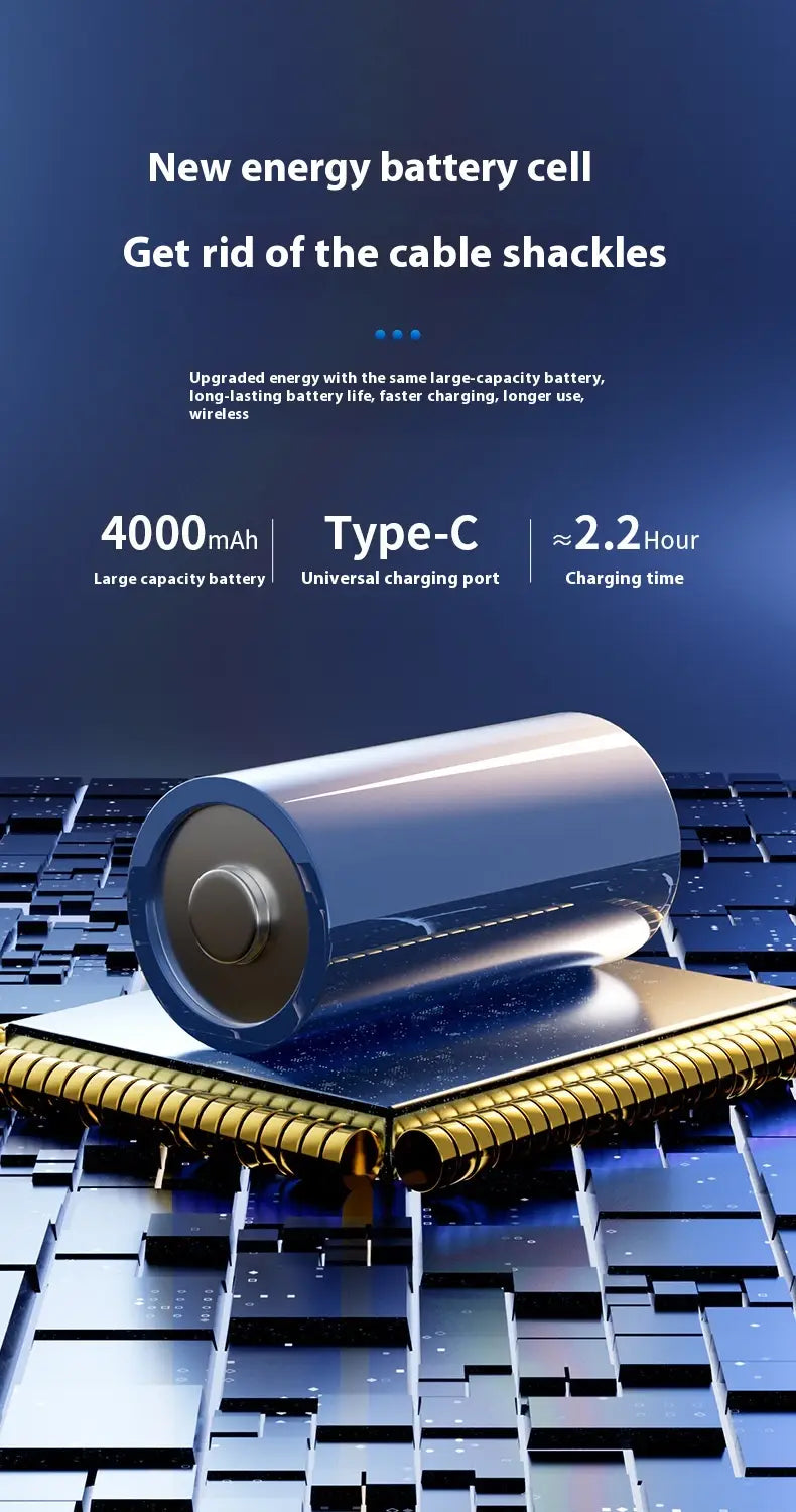 a sleek cylindrical blue metallic battery cell with type-c charging port for the black car integrated wireless handheld vacuum x1pc