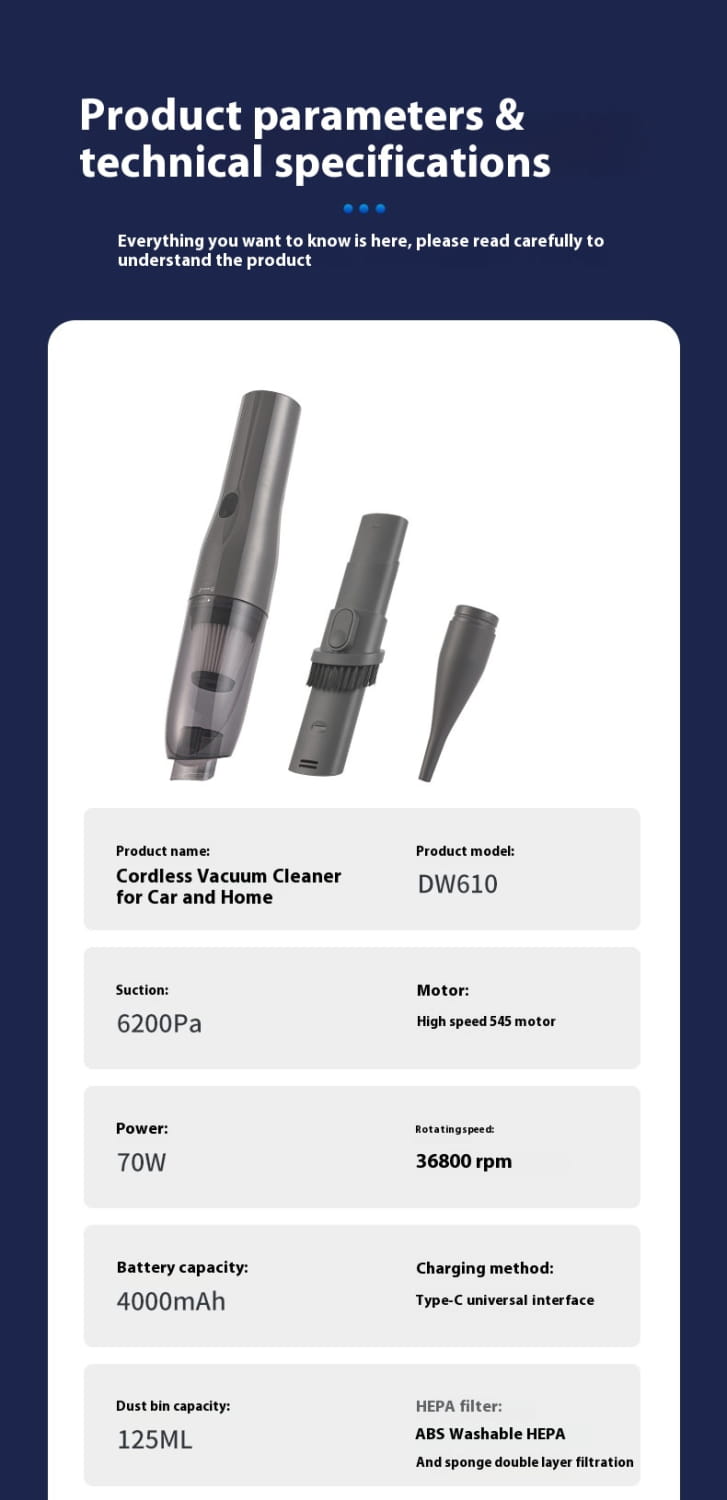 gray cordless vacuum cleaner with sleek ergonomic design and transparent dust collection chamber for car integrated wireless use x1pc