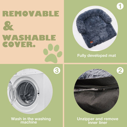 Dog Couch Bed Mat - Fluffy Plush Dog Sofa Bed With Blancket ,Pet Furniture Protector With Removable Washable Cover For Medium And Large Dogs, For Indoor, Outdoor, And Car Use - Royalessencelux