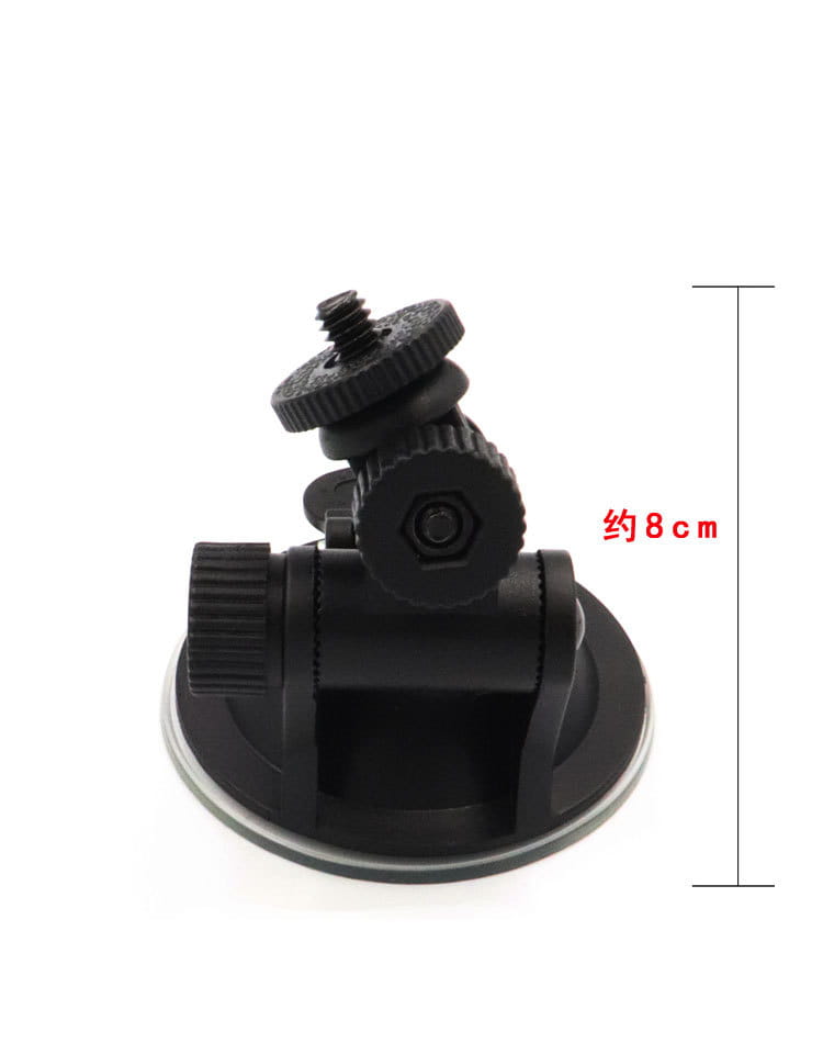 black plastic suction cup sports camera mount with adjustable ball joint and threaded mounting plate for secure attachment