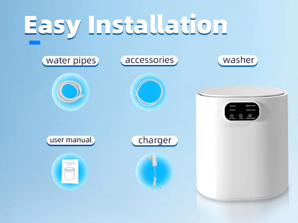 Portable white mini underwear washing machine featuring a white cylindrical water purifier design with a digital display panel on the front for efficient mini underwear washing.