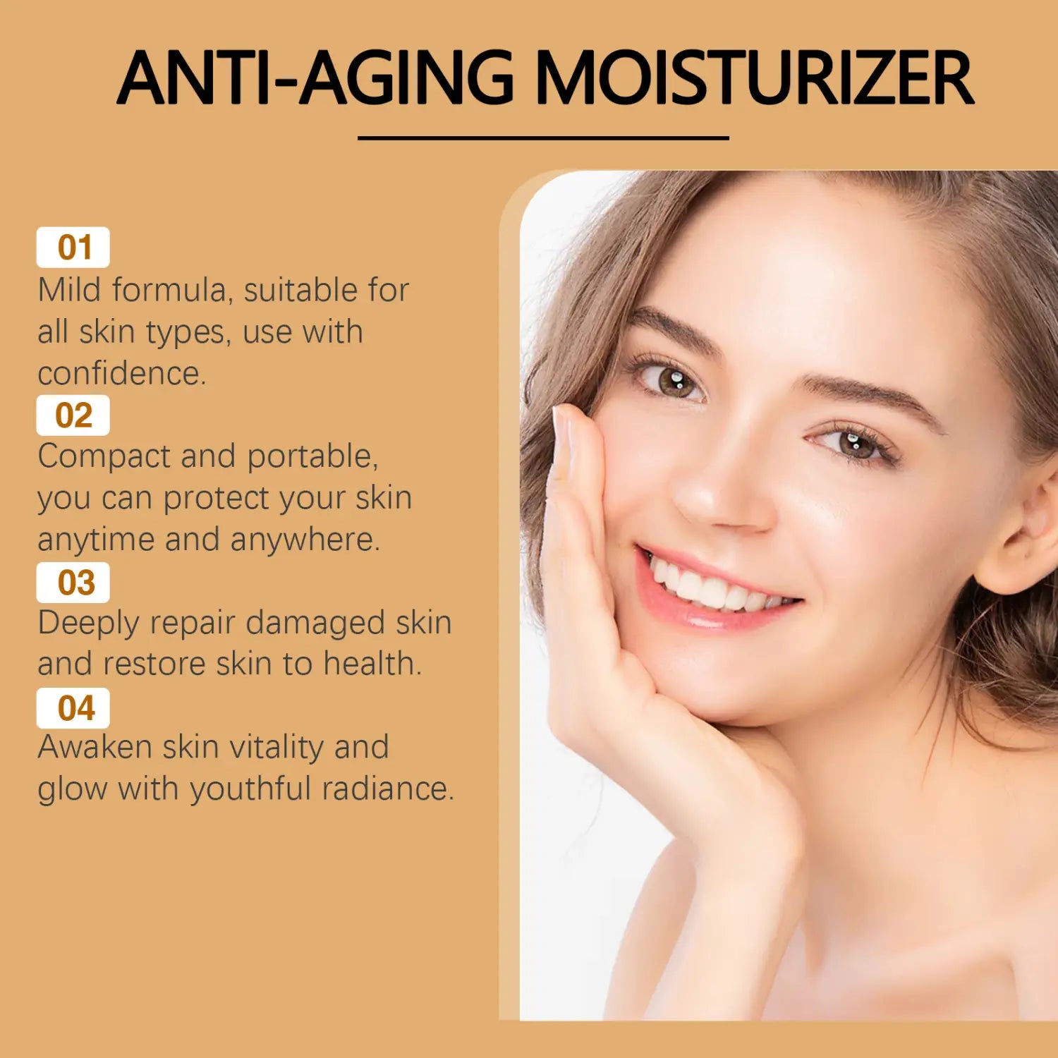 retinol anti-aging moisturizer hydrates and lightens lines with a mild formula suitable for all skin types in a compact portable container.