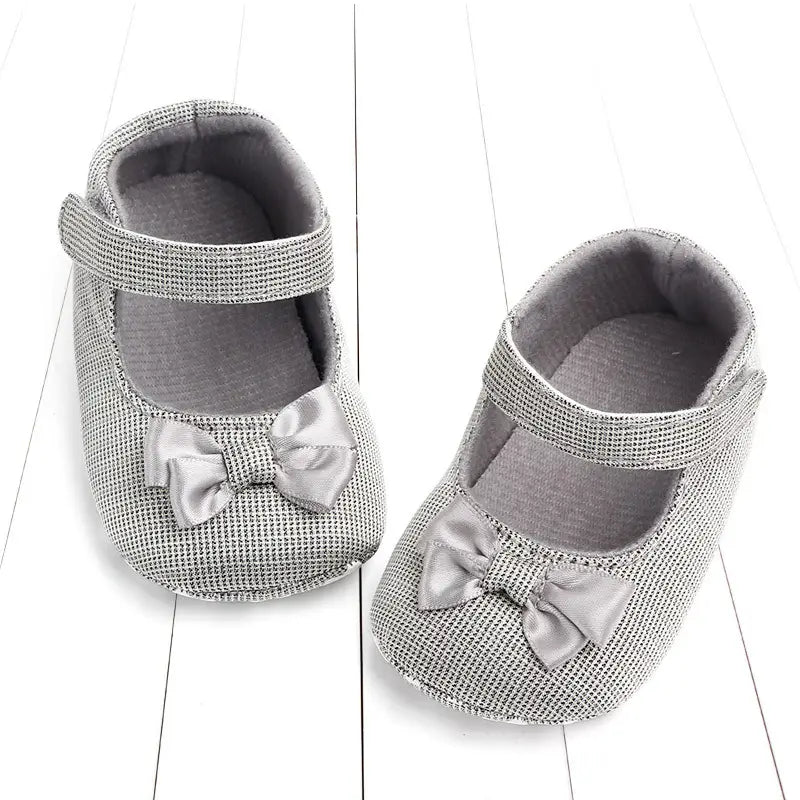silver mesh princess shoes bow for babies featuring a satin bow on the front as elegant shoes bow baby accessory