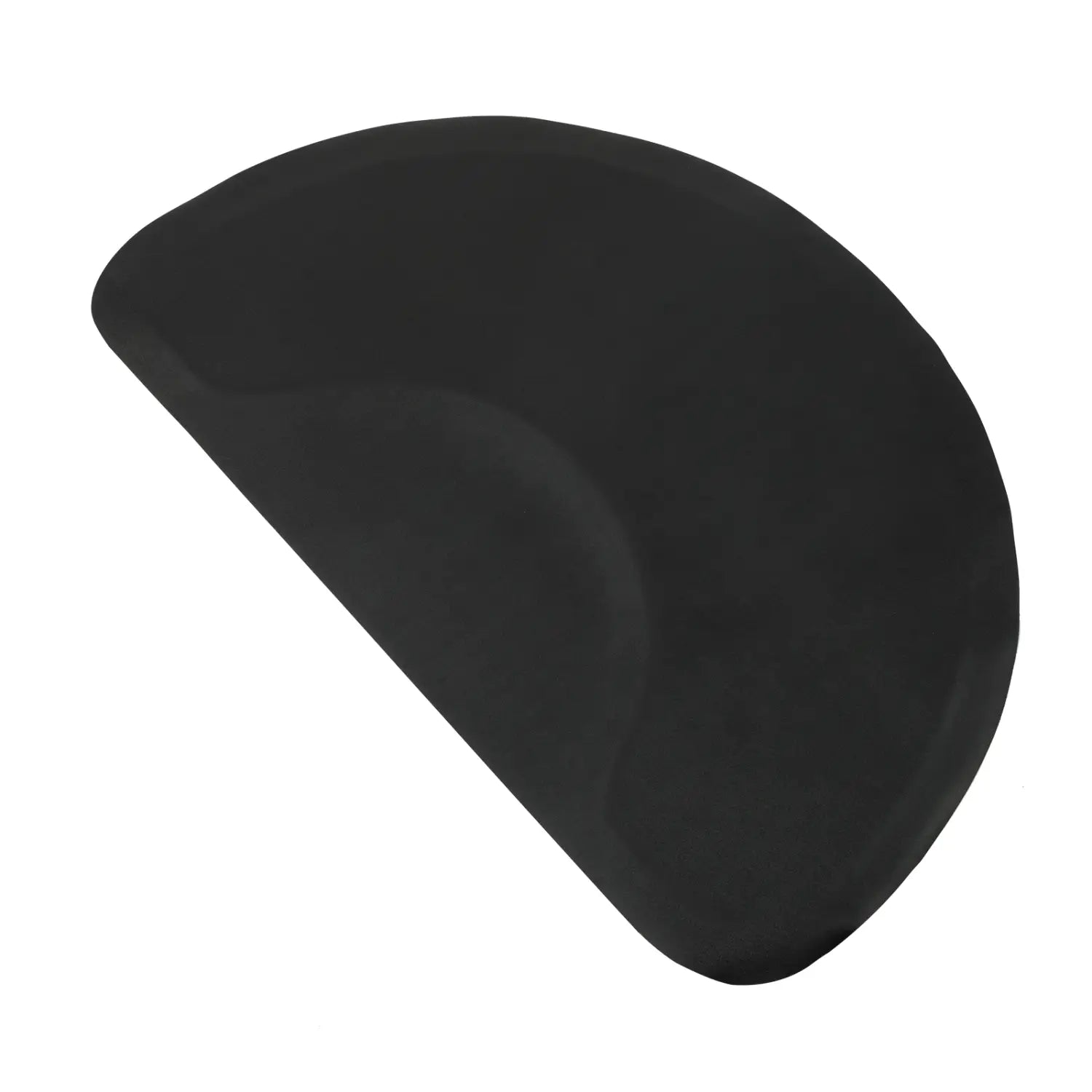 black silicone half-moon shaped spatula on outer circle black salon mat designed for professional salon use