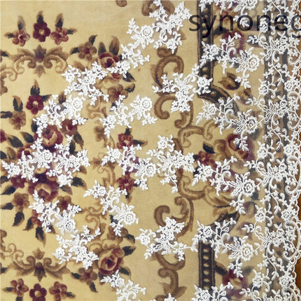 New Pattern Cathedral Length Bridal Lace Veil - Royalessencelux